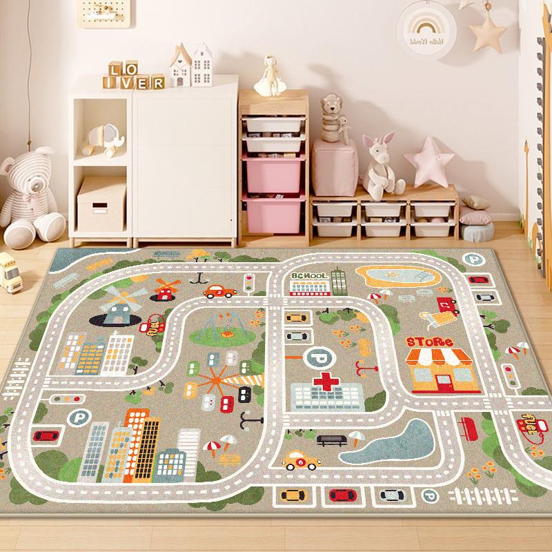 Children Traffic Road Play Living Room Carpet Decoration Home Non-slip Soft Rug Bedroom Bedside Foldable Plush Floor Mat Tatami