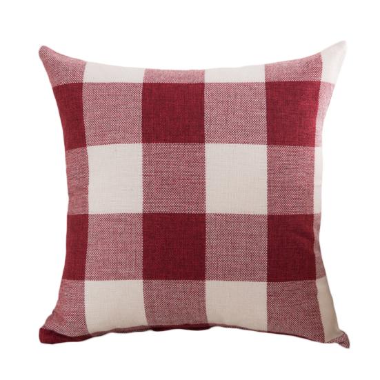 45cm Plaid Print Flax Square Pillowcase Pillow Cover Cushion Case Home Decor