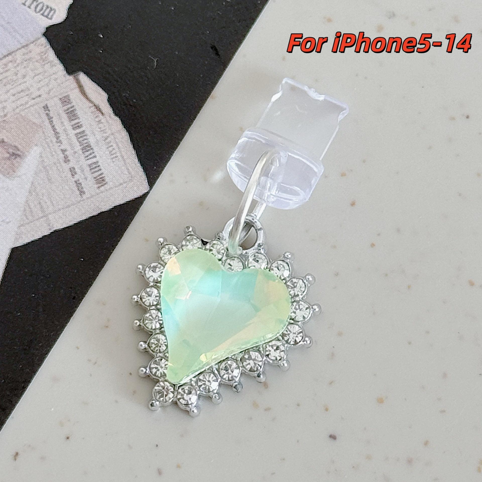 

Colorful Heart-Shaped Phone Dust Plug, Comes with Dreamy Flowing Light That Is Super Eye-Catching For iPhone5-14 зелёный