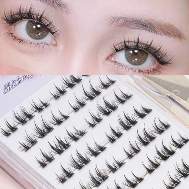 Lactacia - Пучки накладных ресниц без клея 7 Rows - Without Tweezers - Black - One Size
