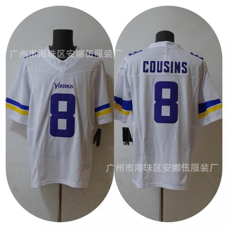 Mens Embroidered Minnesota Vikings NFL Football Jersey T-Shirt Cotton Blend Sportswear Fans