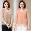 T-shirt Elegante in Pizzo da Donna 2026 - Manica Sette Quarti Slim Fit