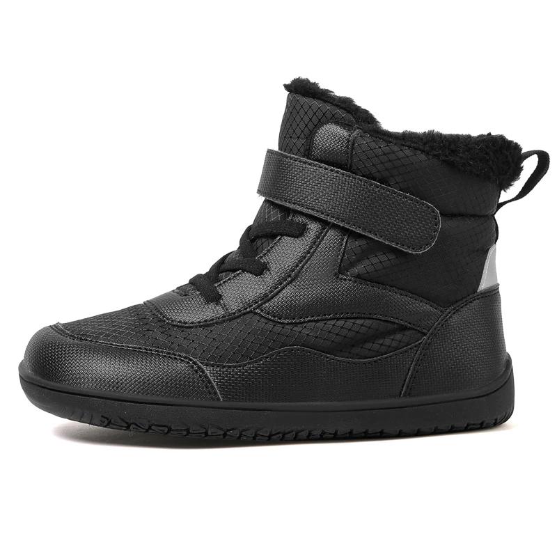 Boys Girls Winter Snow Boots Wide Toe Barefoot Insulated Waterproof Fur Lined Shoes Kids Cold Weather Outdoor Sneakers