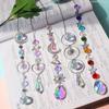 1ks Crystal Wind Chime Moon Sun Catcher Diamantové hranoly Přívěsek Lapač snů Duhová závěsná kapka Domácí zahrada Dekor Větrovka