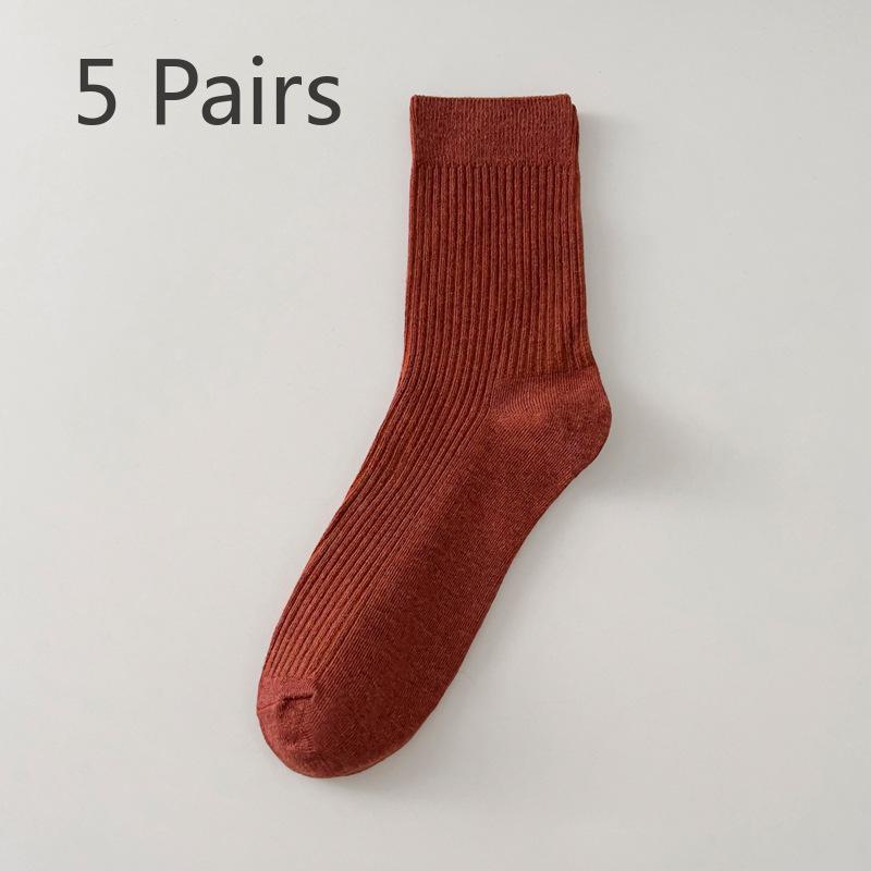 5 Paar Herren Herbst- und Winter Klassische Sport Freizeit Business Einfarbig Baumwolle Kniestrümpfe