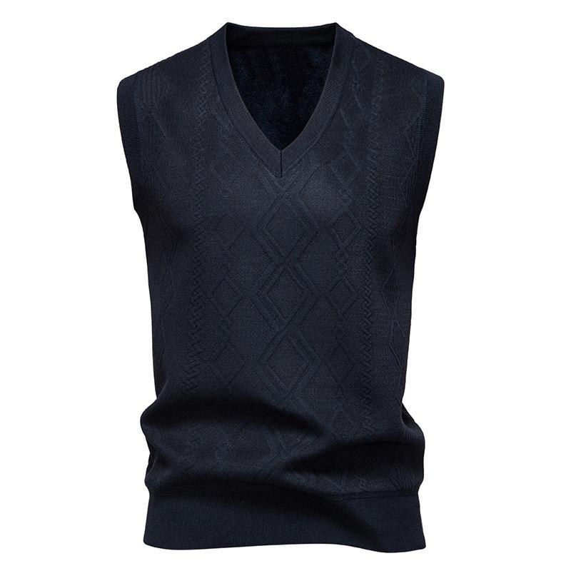 Herbst- und Winter Herren Ärmelloser V-Ausschnitt Pullover Strickweste Herren Innen Slim-Fit Strickweste