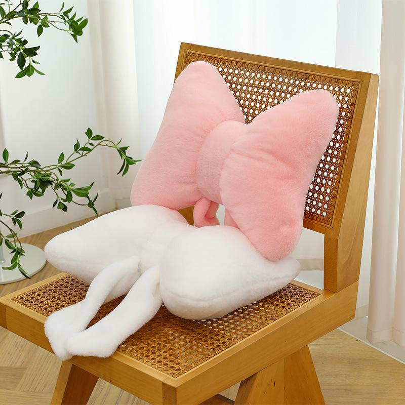 Solid Color Bow Throw Pillow Cushion Chair Car Pillow Head Girl Heart Valentine's Day Gift Exchange