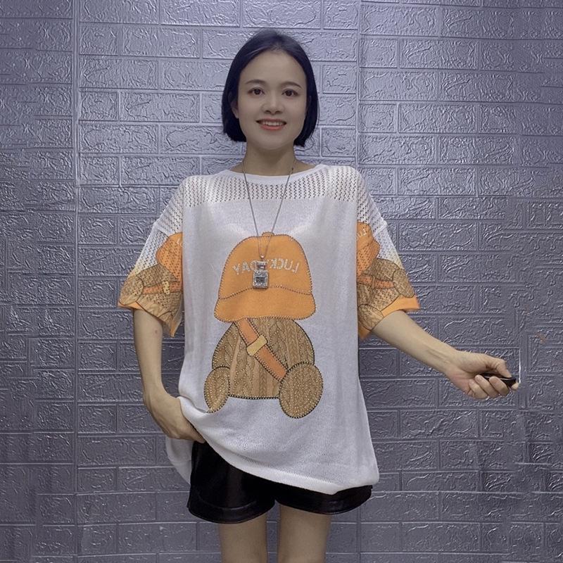 

Женский комплект топ и шорты с мультяшным принтом и стразами со шляпой - Летняя коллекция 2025 One Size