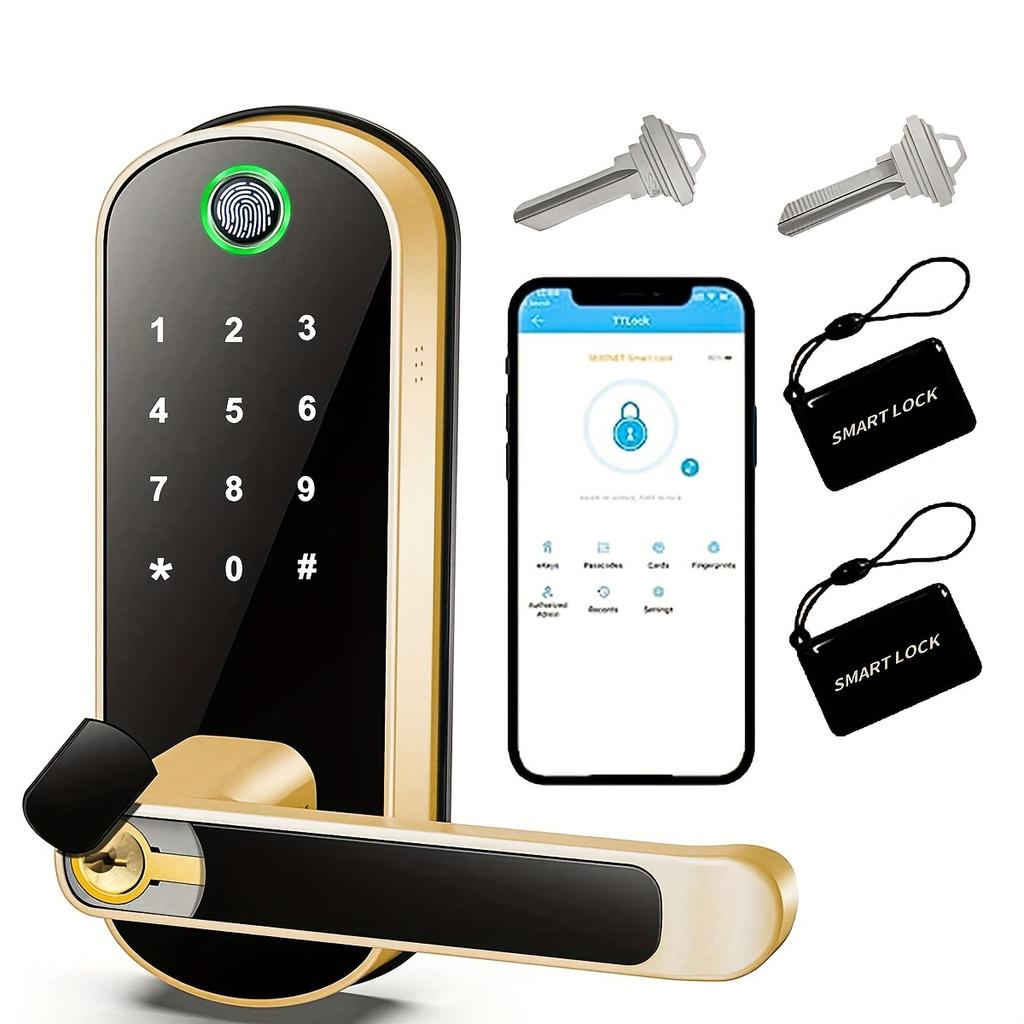 Smart Fingerprint Door Lock App Remote Control Keyless WIFI Digital Touchscreen Lock NFC IP67 Waterproof With 2 IC Cards