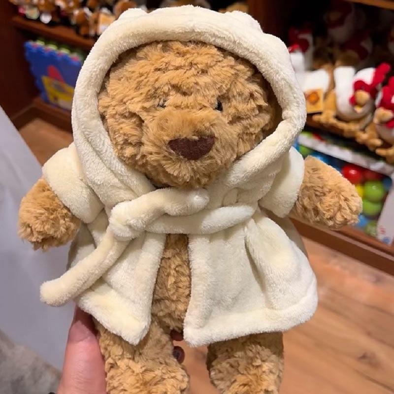 Süßer Kapuzen-Bademantel mit Hasenohren Teddybär Plüschtier Weiches Kuscheltier Sofa Dekoration Geburtstag Valentinstagsgeschenk Kuschelbegleiter Spielzeug