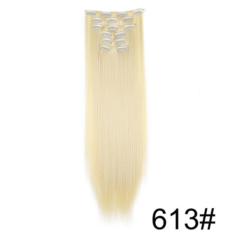 Synthetic 6pcs/set Long Straight Clip-in Hair Extension Invisible Seamless Extension Black Brown Hairpiece for Women 2028