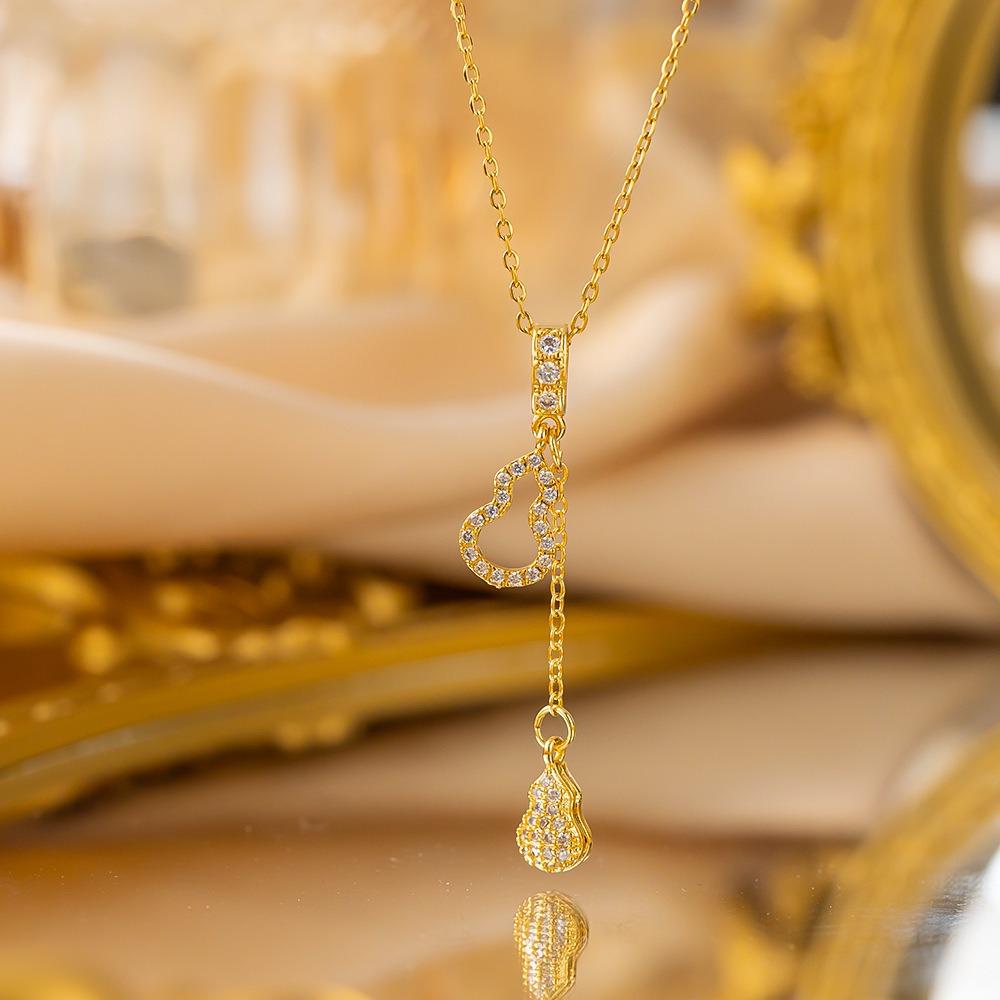 Elegant Luxury Full Zircon Copper Micro Inlaid Necklace Women Simple Exquisite Collarbone Chain Necklace