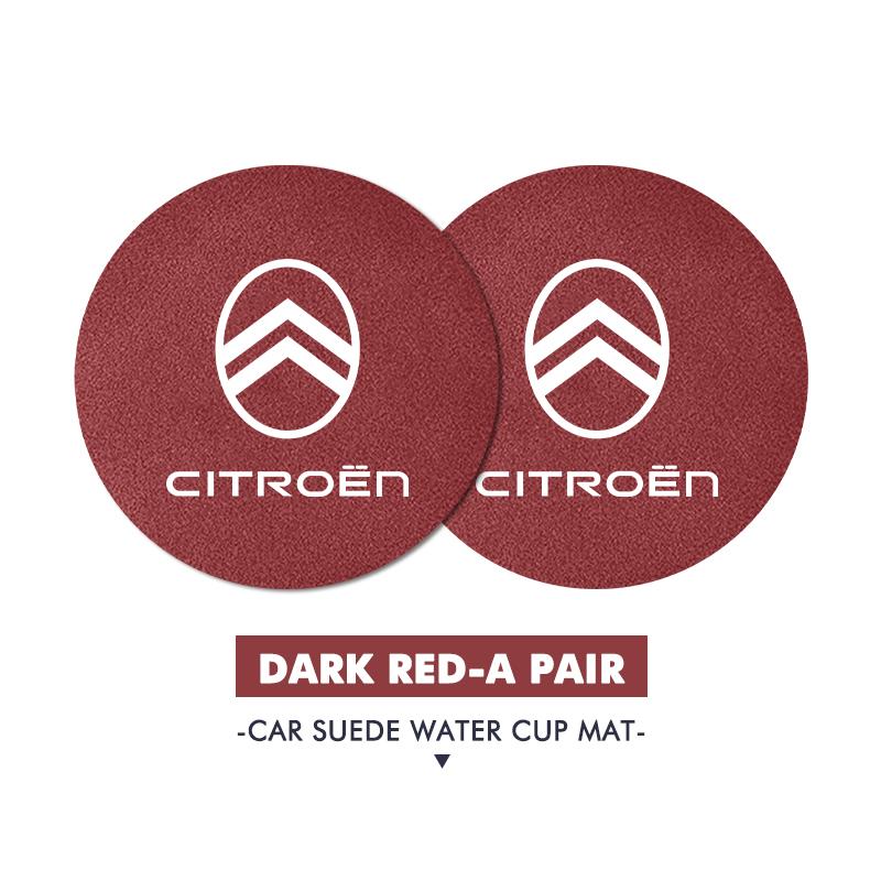 For Citroen 2PCS Car Logo Anti-Slip Water Cup Pad Drink Holder Mat Interior Accessories C4 C3 C5 C1 C2 C6 VTS C4L DS3 DS4 DS5
