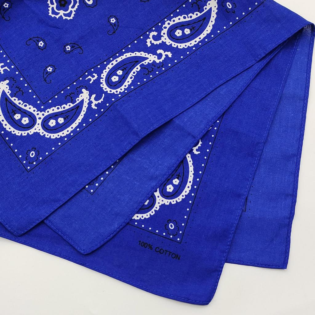 Trifong Bandana Blue 100% Cotton Bandana Adults Bandana Paisley Handkerchief Cashew Nut Pattern Men's Unisex Large 55cm x 55cm