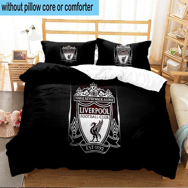 Liver-pool Crest 3PCS Print Bedding Set, Includes A Duvet Cover and Two Pillowcases for Bedroom, Dormitory, Suitable for All Seasons