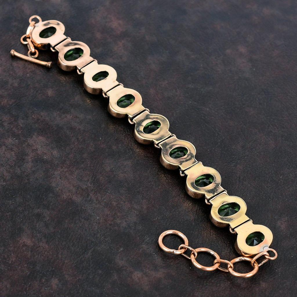 Facettiertes Grünamethyst Armband Kupferarmband Verstellbares Kettenarmband Kupfer Edelsteinschmuck Handgefertigt Brandneu Armband Geschenke für Ehefrau
