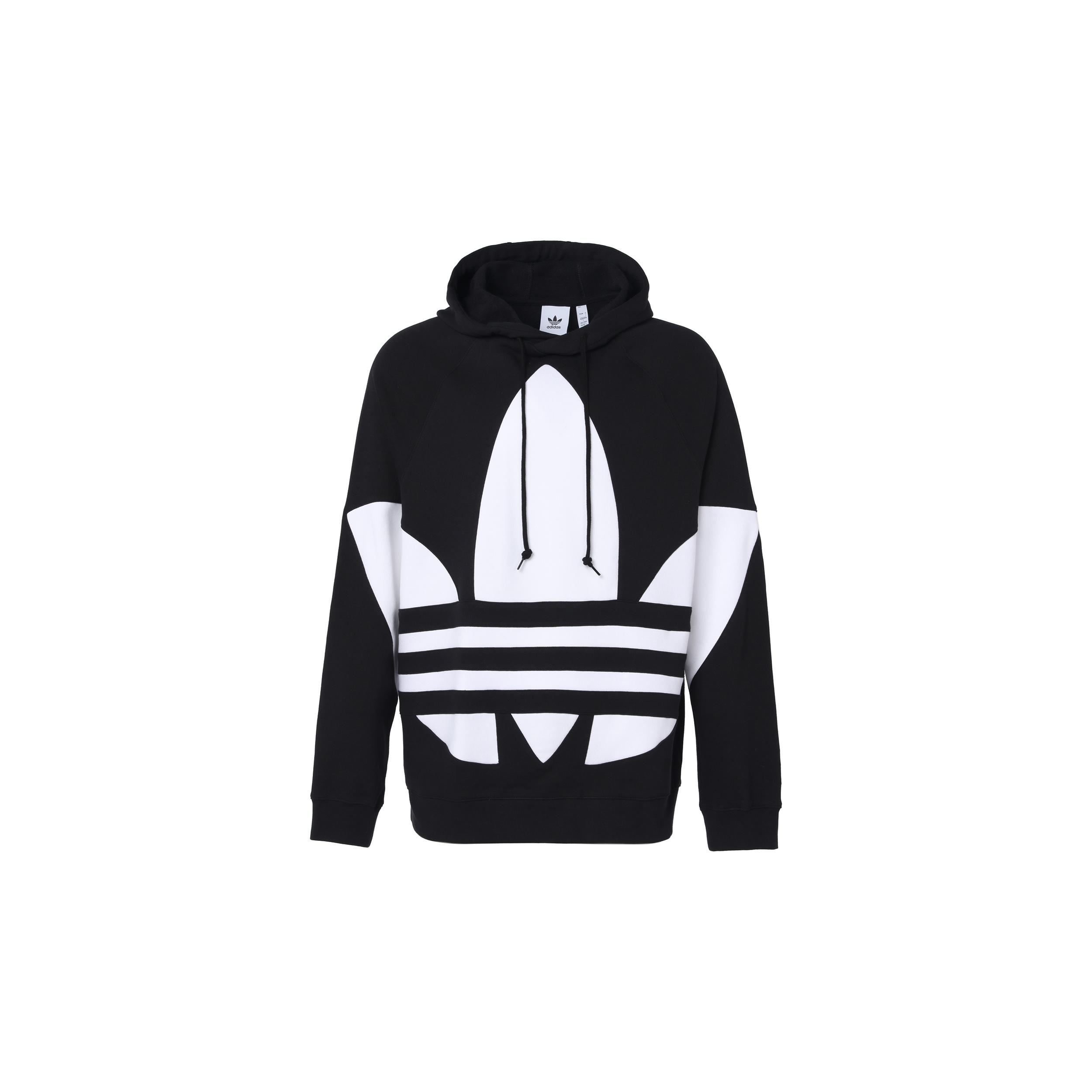 Men s adidas originals Large Logo Drawstring Black Pullover FM9908 XS