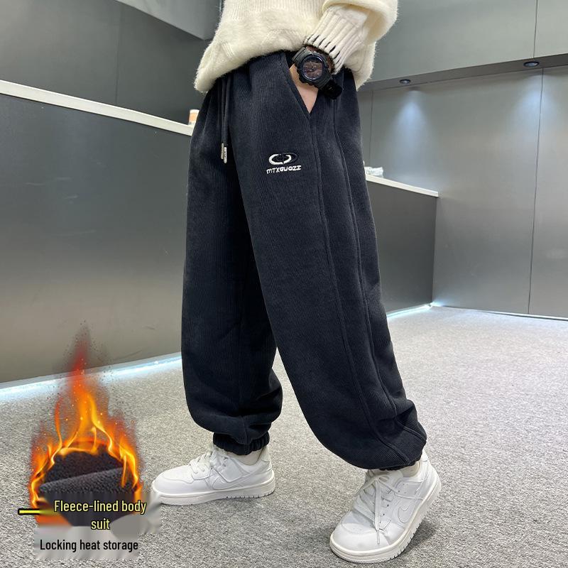 

Boys Stylish Winter Corduroy Pants with Velvet Lining for Warmth Size 150 [140CM-150CM]