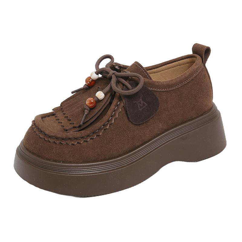 

Модные женские повседневные лоферы 5 см из искусственной кожи дерби с кисточками, увеличивающие рост туфли-монки слипоны, удобная резиновая подошва 40 кофейный