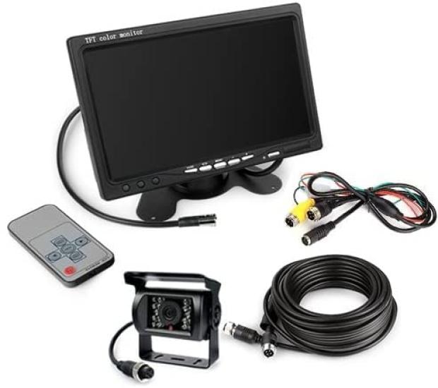 OBEST LED Camera 20M Compatible with Heavy 7-inch Monitor, 12V/24V Set, Cable, Cars, Trucks, Buses, Equipment, etc.