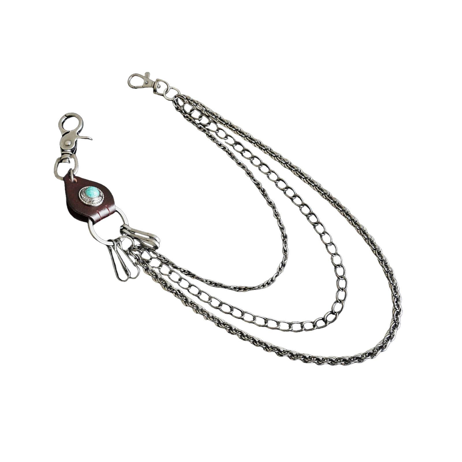 

Мужская портативная прочная панк-рокерская байкерская джинсовая цепочка для брюк с шипами и стильным дизайном для крепления на талию или для ключей 1