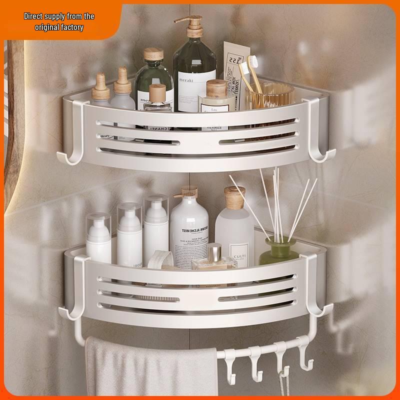 No-Drill Wall-Mounted Corner Bathroom Shelf for Toiletries