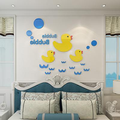 Cartoon Duck Acrylic Mirror Wall Stickers for Kids Room,DIY Art Wall Decor,Home Decor,Bathroom Self Adhesive Wallpaper