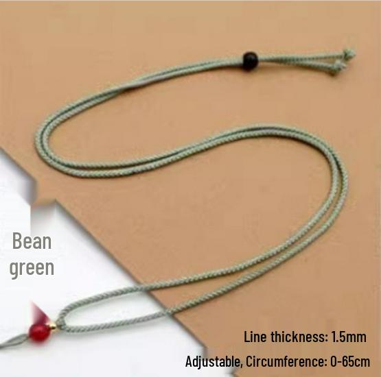 Adjustable Jade Rope Pendant Necklace with Lanyard