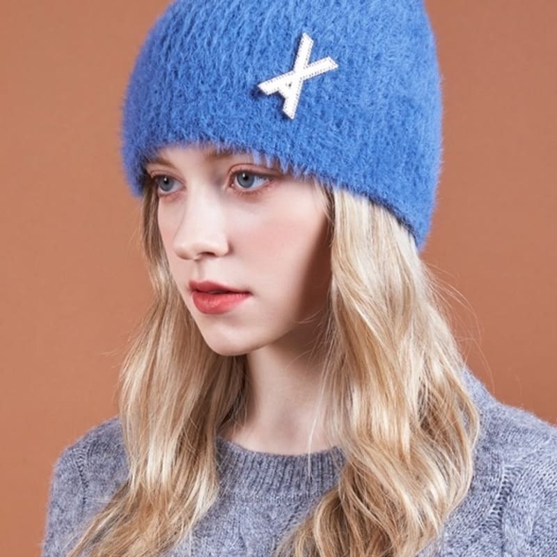 

VARZAR VA Brooch Soft Angora Beanie Cobalt FREE