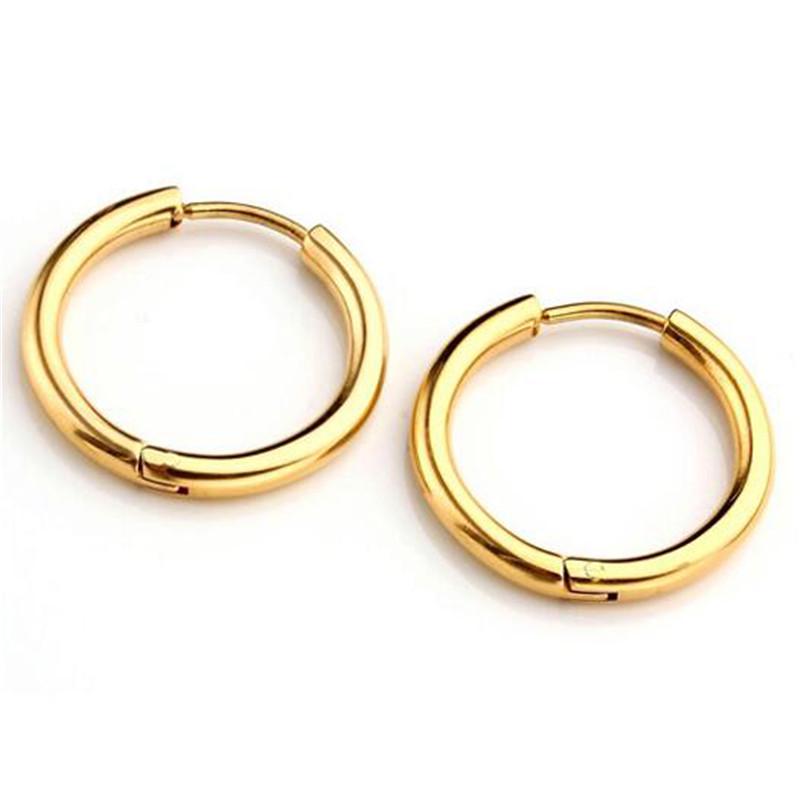 1PC Stainless Steel 10/12/16mm Antiallergic Simple Punk Circle Earrings for Women Men Jewelry Gift