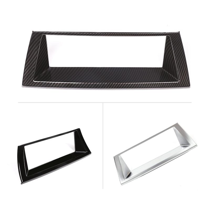 Car Carbon Fiber Texture Interior Dashboard Panel Navigation Screen Frame Cover Trim For BMW X5 X6 E70 E71 2007 -