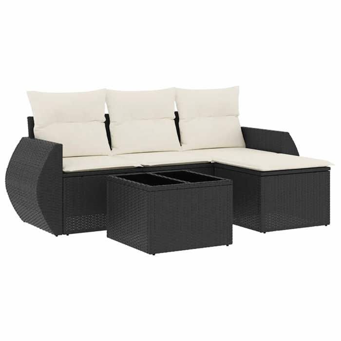 VidaXL Salon de Jardin avec Coussins 5 pcs, Canapés de Terrasse, Ensemble de Meubles de Patio, Mobilier d'Extérieur, Noir 3253613