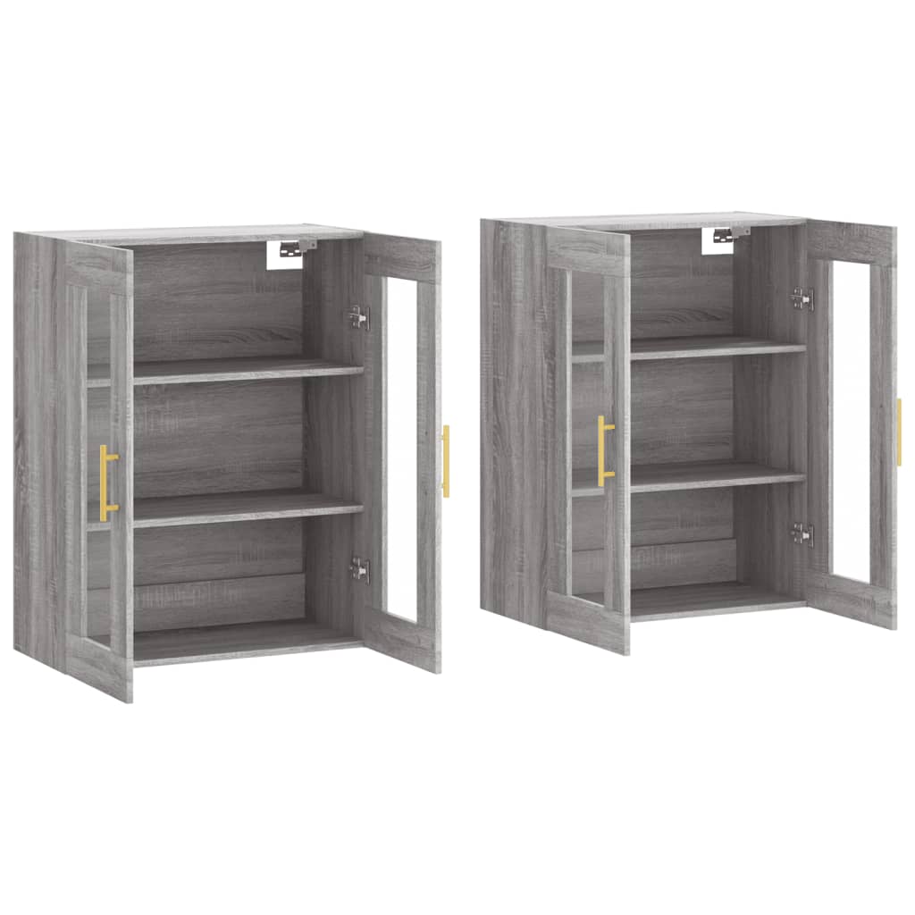 Wall Cabinets 2 pcs Grey Sonoma Wood Based Panel