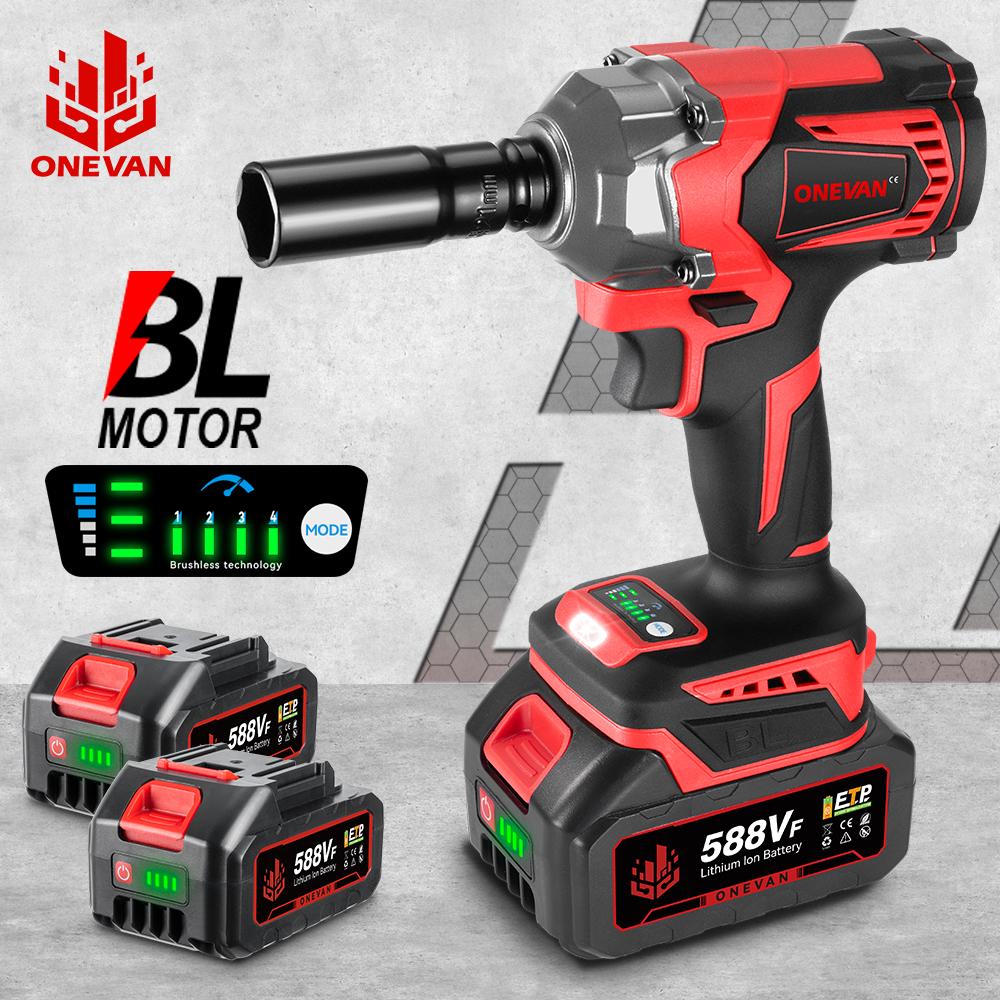 ONEVAN  Brushless Electric Impact Wrench 1/2'' Cordless Screwdriver Lithium-Ion Battery Power Tool for Makita 18V Battery