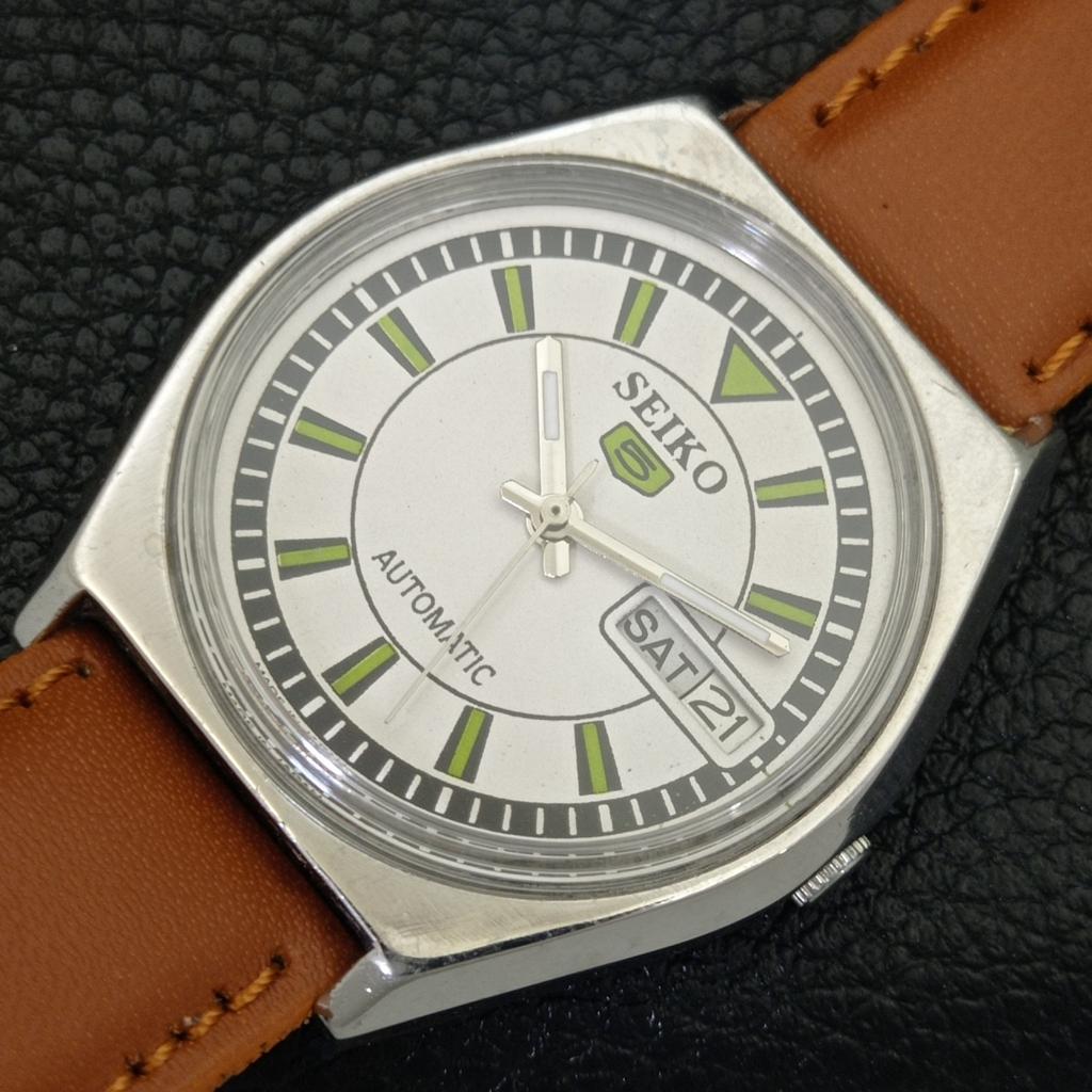 VINTAGE SEIKO 5 AUTOMATIC JAPAN 6309A MENS WHITE COLOR DIAL WATCH A702729-1
