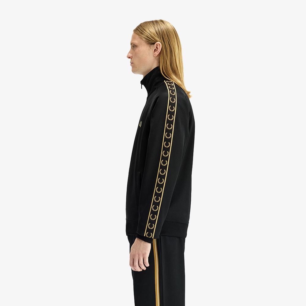 Fred Perry [Sport] Contrast Tape Track Jacket - Black/Champagne Afpm2615557-90A