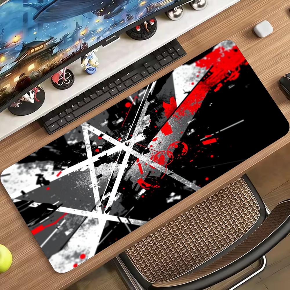 Neon Geometric Maze Abstract Art Large Gaming Mouse Pad Non Slip Rubber Desk Mat For Laptop Keyboard Home Office Workspace