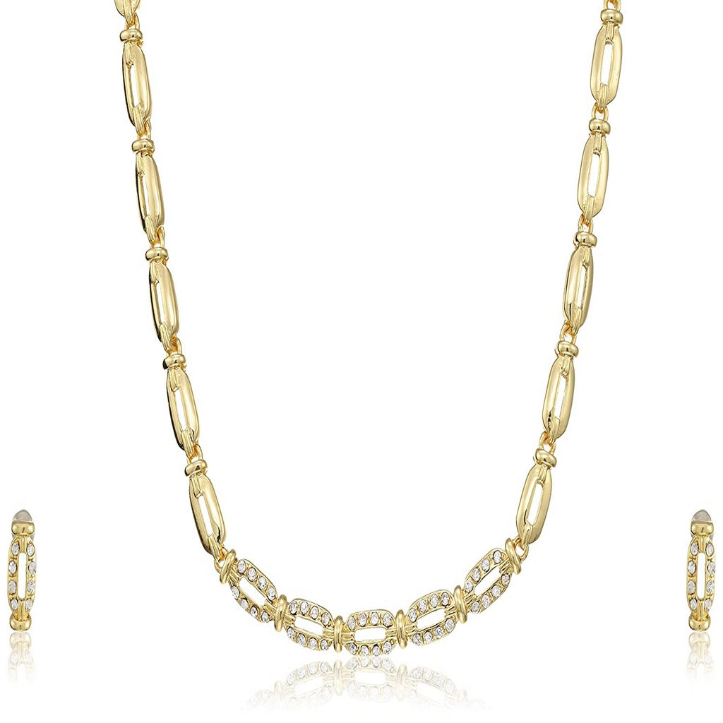 Estele Ensemble de collier chaîne en or 24 carats avec collier en cristal autrichien pour femme