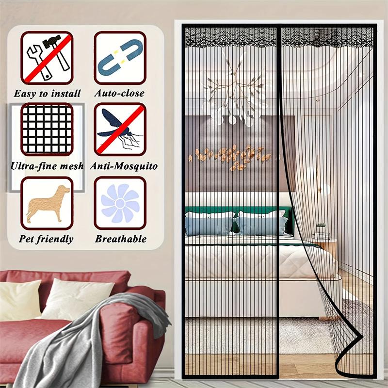 Magnetic Screen Door Curtain Anti Mosquito Keeps Bug Out Automatic Self-Closing Household Ventilation Door Mesh Curtain
