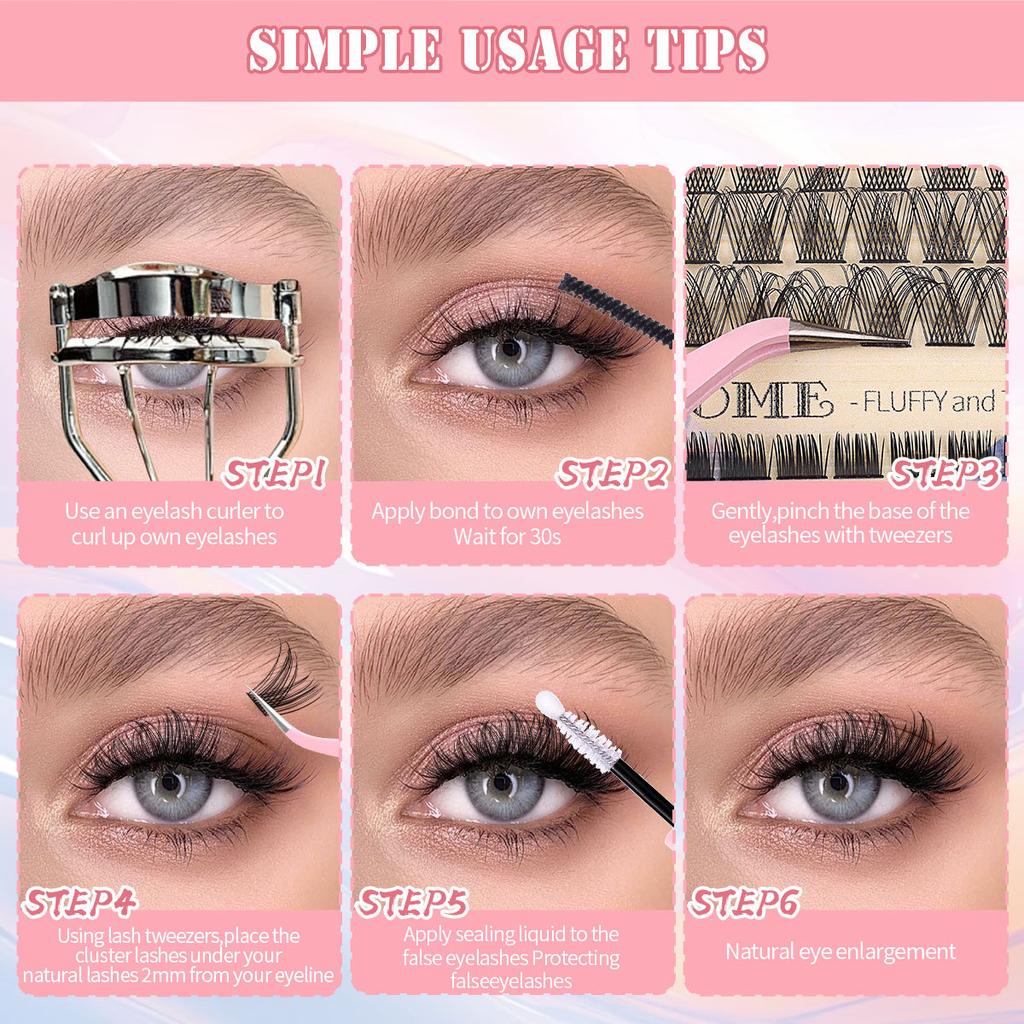 148 Clusters Mix And Match Thick C-Song False Eyelash Set Natural Curl Diy Segmented Eyelashes