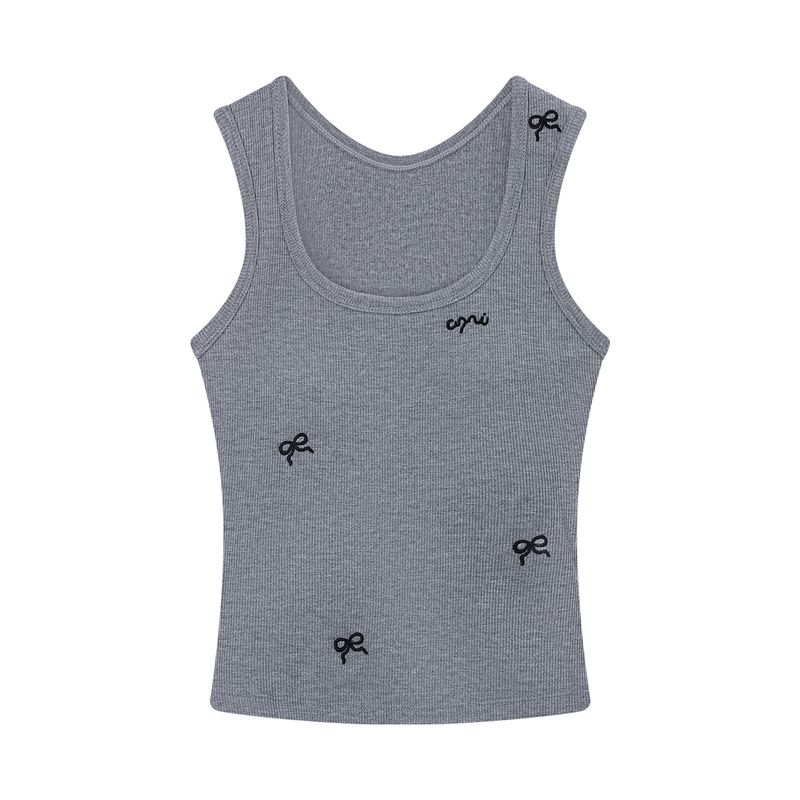 Kumikumi Pure Desire Style Bows Brushed Camisole Women's Autumn Retro with Chest Pad Short Inner Tops