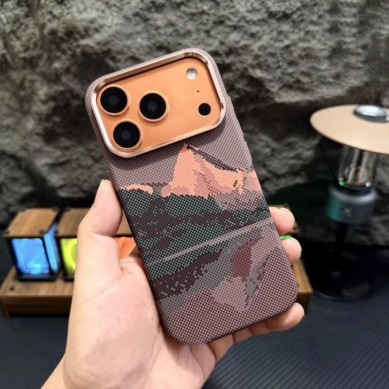 Apple 17PROMAX Orange Sunset Kevlar Magnetic Phone Case for iPhone16 Premium Case 15