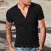 Men's Slim Fit Casual Henley Round Neck Short Sleeve T-shirt