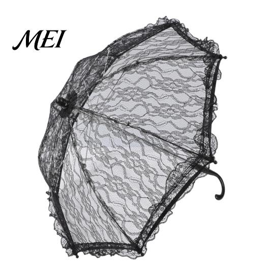 Anti UV Rain Umbrella Vintage Gothic Lace Umbrella, Black Bridal Parasol for Halloween Elegant Hollow Embroidery Witch Cosplay, Wedding Decoration,
