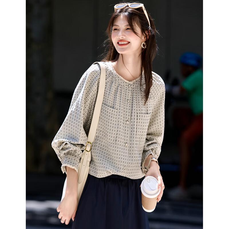 Shangjing Geometric Print Long Sleeve Shirt L