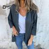 Women Coat Loose Fit Basic Collar Long Sleeve Top Solid Color Open Front Outwear Spring Autumn Casual Daily Wear