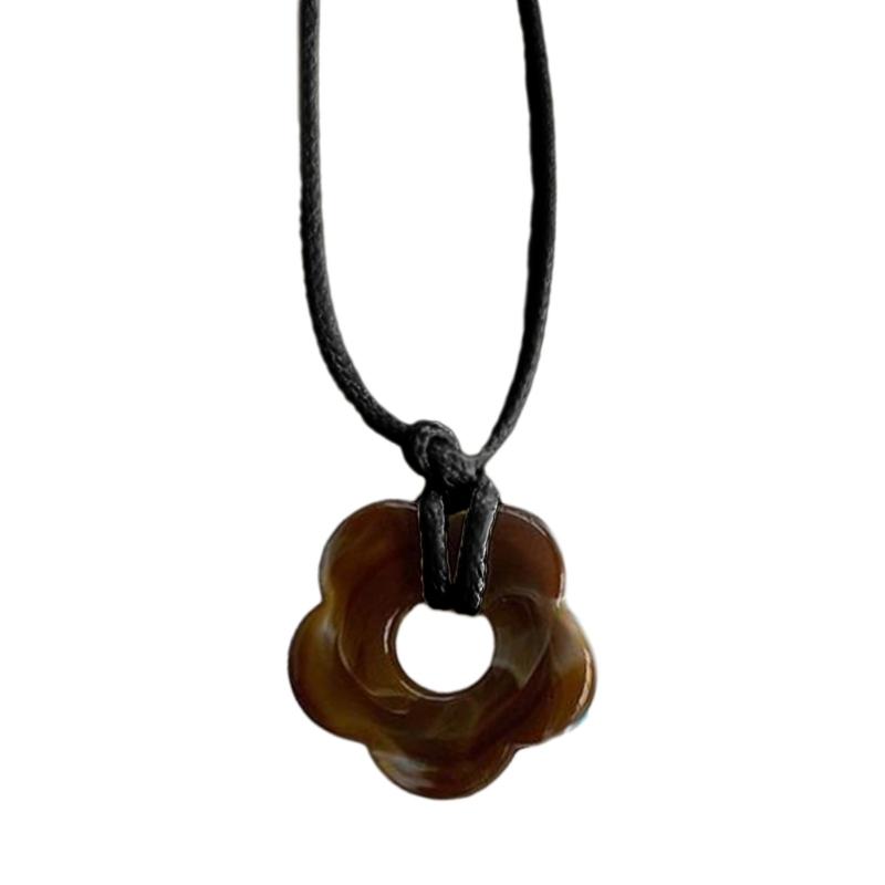 

Colorful Acrylic Flower Pendant Necklace Hollow Pendant Necklaces Hollow Flower Neck Jewelry Perfect for Party Wedding чёрный