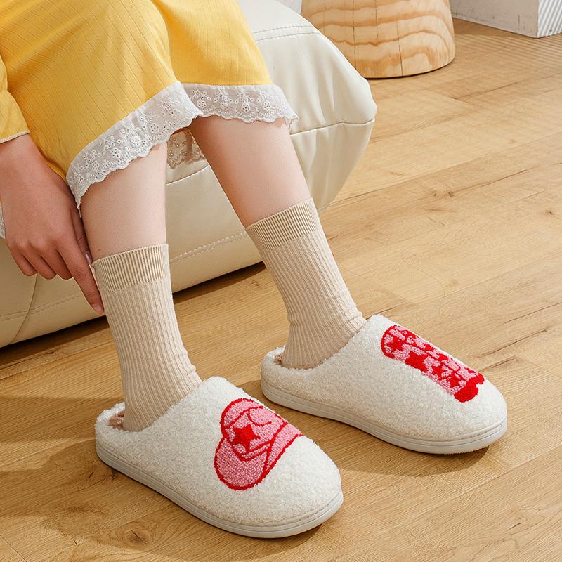 Dámské pantofle v kovbojském stylu Cowboot a klobouk Osobnost Zimní Domácí Teplé Pohodlné Stručné Venkovské Dívky Vtipné Plyšové Boty