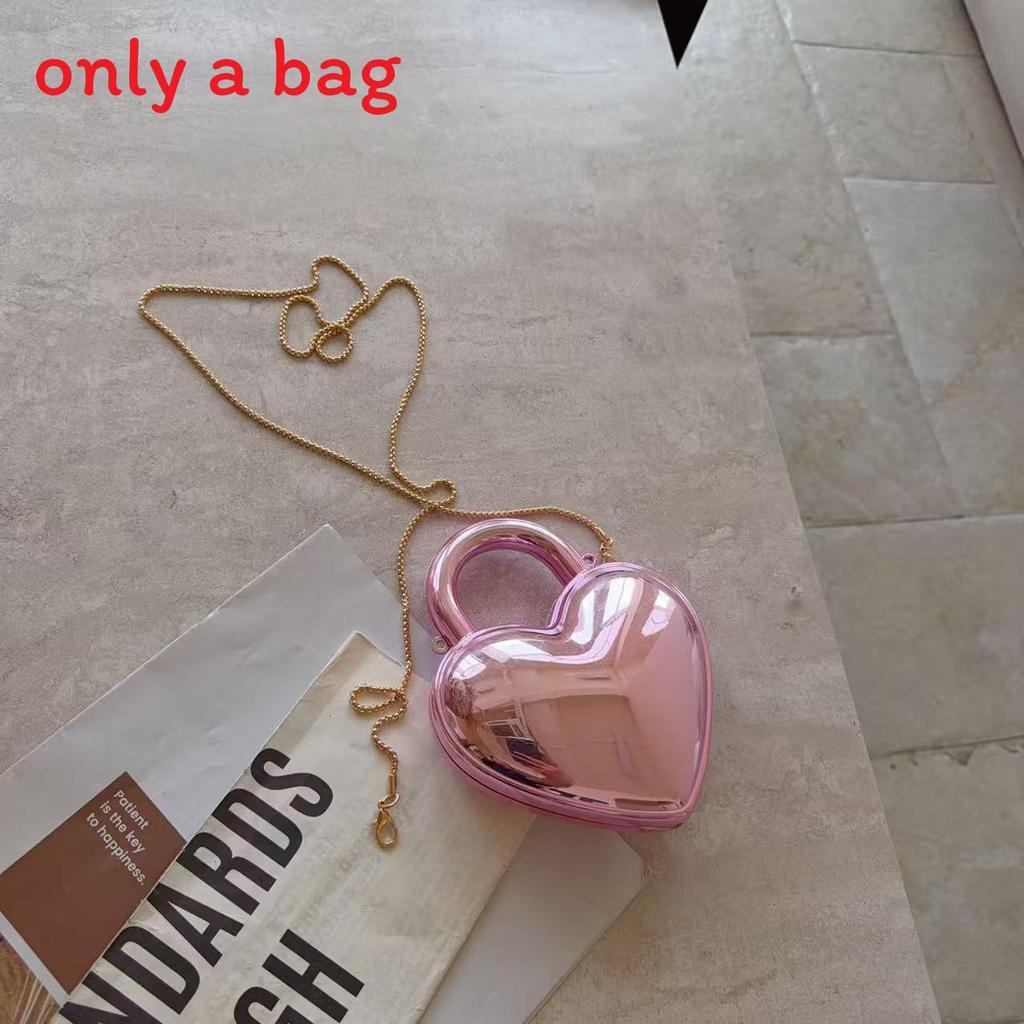 Acrylic Heart Shape Womens Chain Shoulder Bag With Magnetic Closure For Daily Use