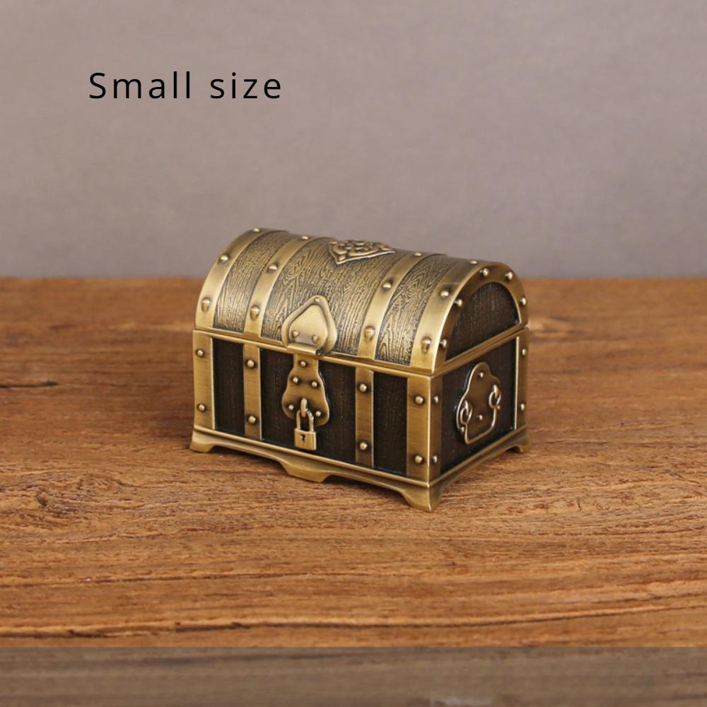 Pirate Jewelry Box Large Vintage Chinese Wedding Celebration Pearl Treasure Box Alloy Handmade Jewelry Storage Box with Lock